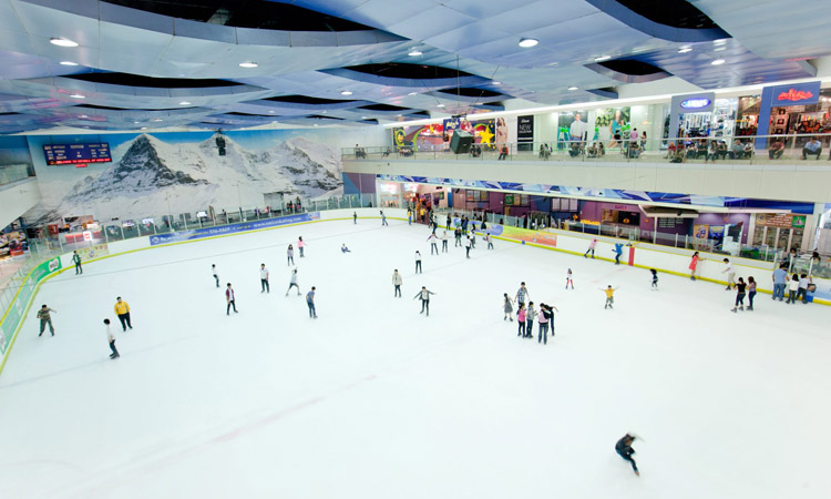 Ice skating inside the mall